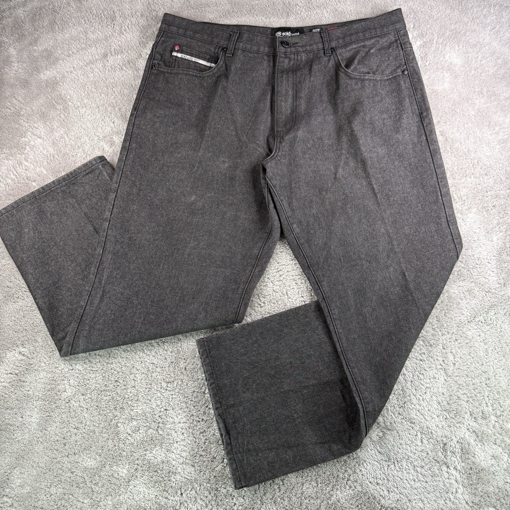 Ecko Unltd Vintage Jeans Mens 40 Black Gray Relaxed Baggy Wide Leg Y2K Hip Hop